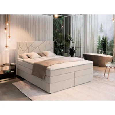 MASSENO Boxspringbett TRANI in Beige, Liegefläche 140x200 cm – mit Bettkasten